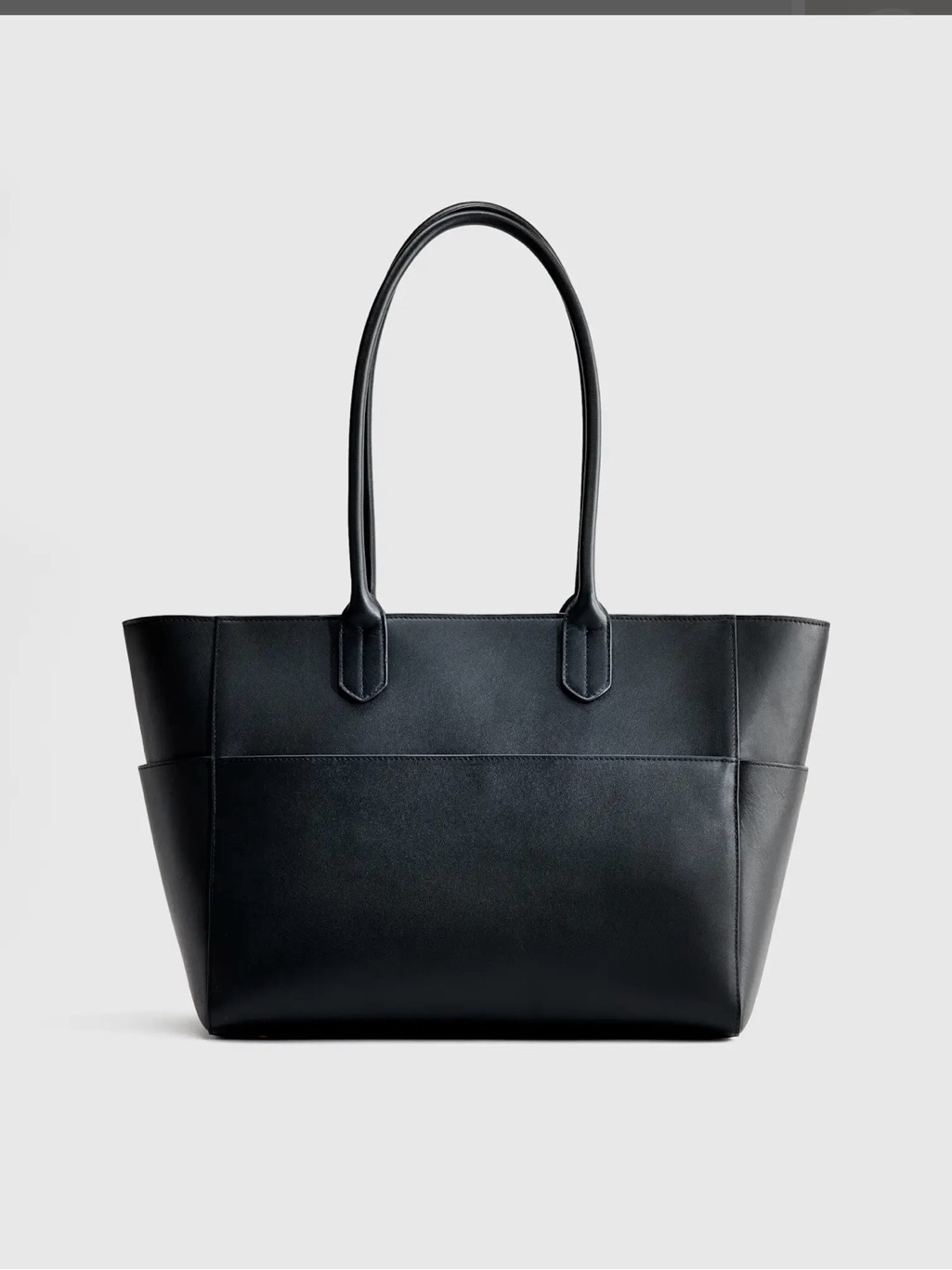 Quince Hudson Black Leather Tote Bag - Black